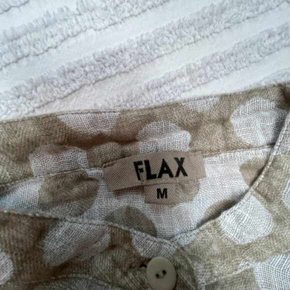 Flax Womens Polka Dot Linen Spartan Pullover Boxy Top Blouse Medium Beige NWOT - Picture 3 of 8